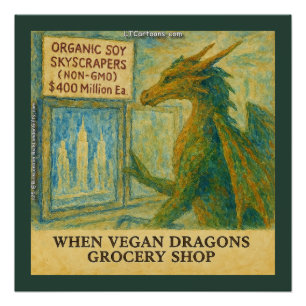 Póster Compras divertidas de comestibles veganos del drag