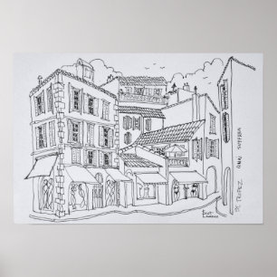 Póster Compras en Saint-Tropez   Riviera Francesa, Franci