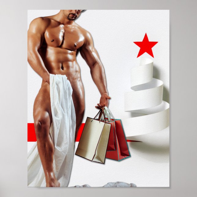 Póster Compras navideñas de SlipperyJoe papel blanco espi (Frente)
