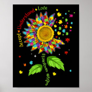 Póster Comprensión aceptable Amor Autismo Conciencia Gira