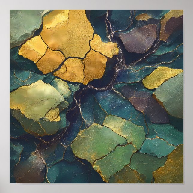 Póster Compressed Mineral Wallpaper with Luminous Metalli (Frente)