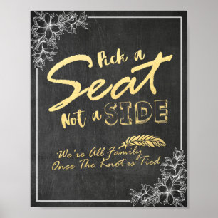 Póster Comprimido Floral De Chalkboard Elegir Un Asiento 