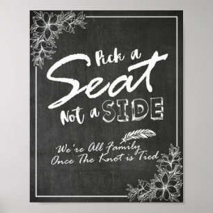 Póster Comprimido Floral De Chalkboard Elegir Un Asiento 
