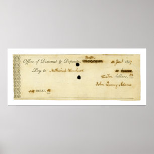Póster Comprobación firmada por John Quincy Adams ORIGINA