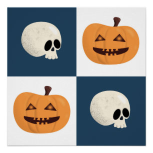 Póster Comprobaciones de calaveras y calabazas