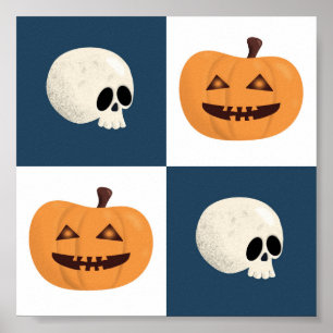 Póster Comprobaciones de calaveras y calabazas