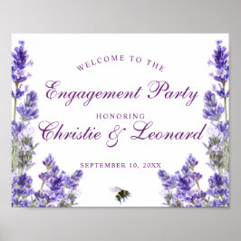 Póster Compromiso Elegante De Flores De Lavandera Púrpura