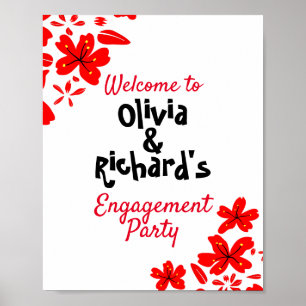 Póster Compromiso floral rojo