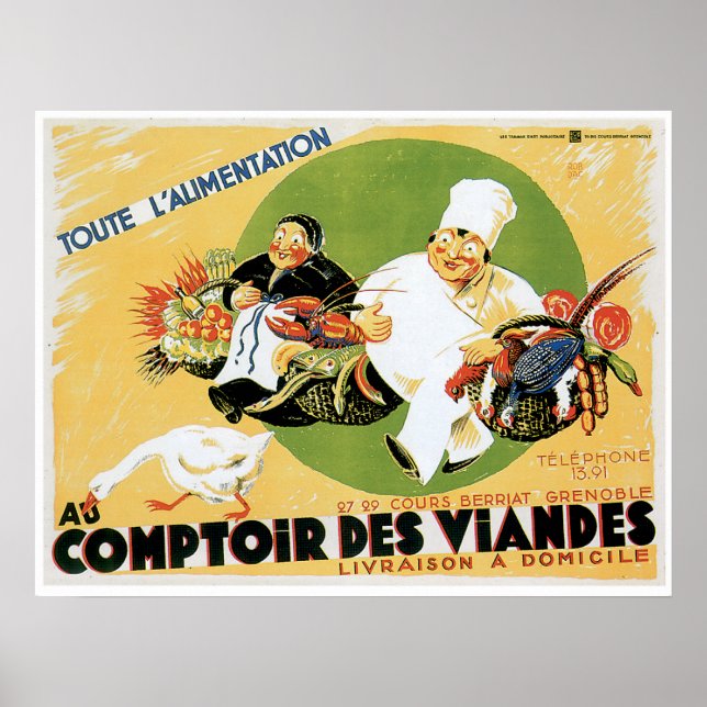 Póster Comptoir Des Viandes Vintage Food and Art (Frente)