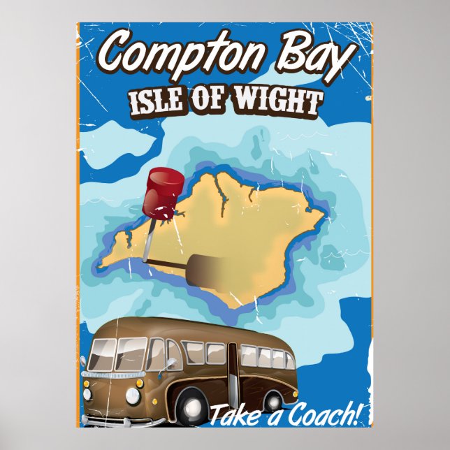 Póster Compton Bay, poster de viaje de la isla de peso (Frente)