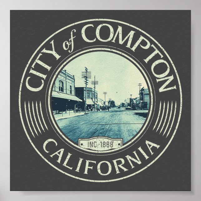 PÓSTER COMPTON LOS ANGELES CALIFORNIA - CIUDAD DE COMPTON (Frente)
