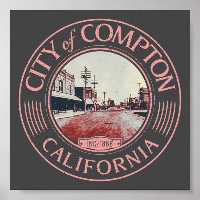 PÓSTER COMPTON LOS ANGELES CALIFORNIA - CIUDAD DE COMPTON (Frente)