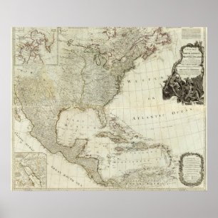 Póster Compuesto de América del Norte, Islas de la India 