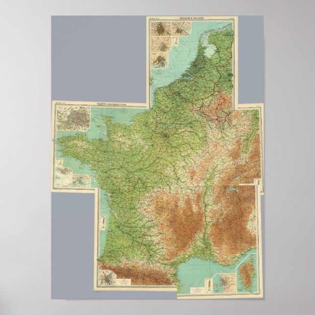 Póster Compuesto de Francia, Bélgica, Holanda (Frente)