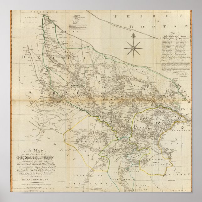 Póster Compuesto Delhi, Agrah, Oude, Ellahabad (Frente)