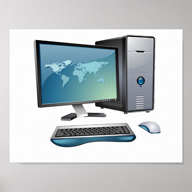 Póster Computadora de escritorio con monitor, teclado y r (Subido por el creador)