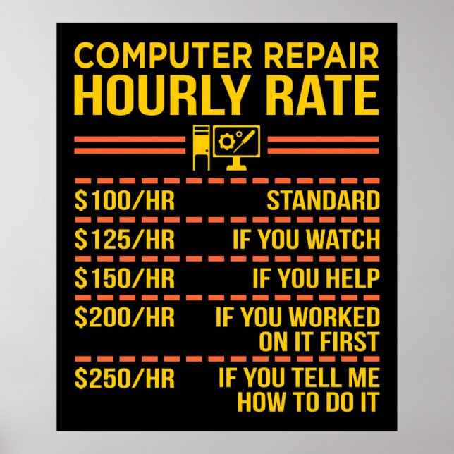 Póster Computer Repair IT Tech Software Programmer Geek (Frente)