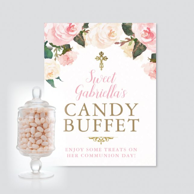 Póster Comunión & Bautizo BUFFET DE DULCES ROSA (Subido por el creador)