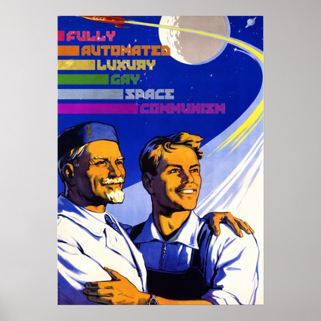 Póster Comunismo espacial gay de lujo totalmente automati (Frente)
