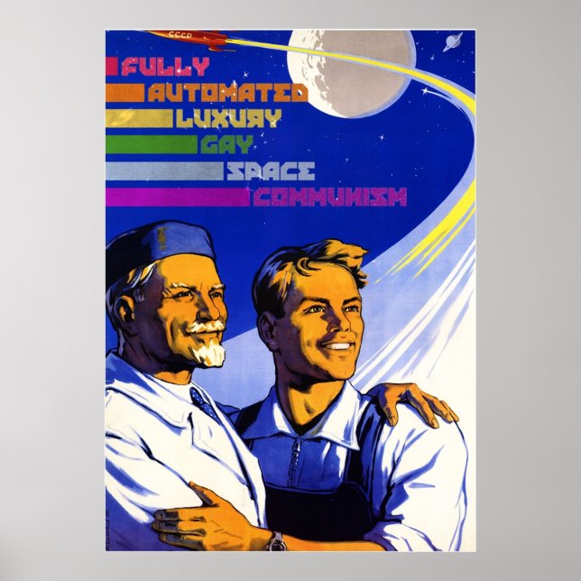 Póster Comunismo espacial gay de lujo totalmente automati (Frente)