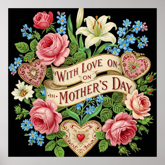 Póster Con Amor en el Día de la Madre (Frente)