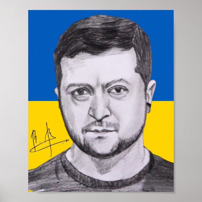 Póster con Autógrafo de Zelensky (Frente)
