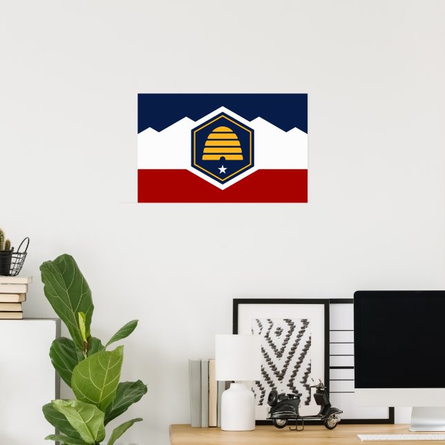 Póster con Bandera de Utah, EE. UU. (Oficina en casa)