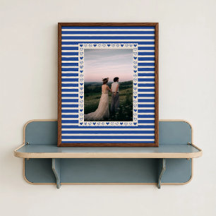 Póster con borde de corazón azul oscuro - Regalo p