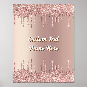 Póster con Brillo en Rosa Dorado Texto Personaliza