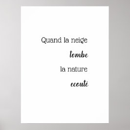 Póster con cita de nieve en francés