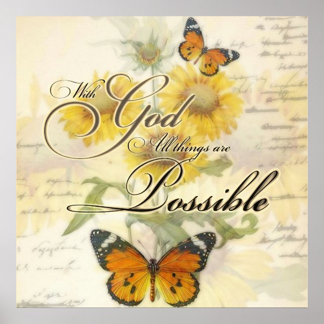 Póster Con Dios girasoles y mariposa (Frente)