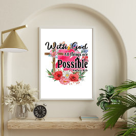 Póster Con Dios Todas las Cosas Son Posibles Biblia Crist