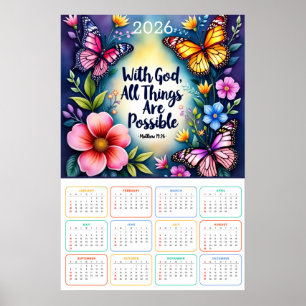 Póster Con Dios, Todas las Cosas Son Posibles Calendario 
