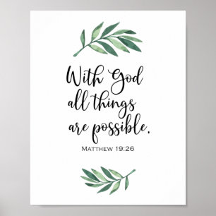 Póster Con Dios todas las cosas son posibles - Mateo 19:2