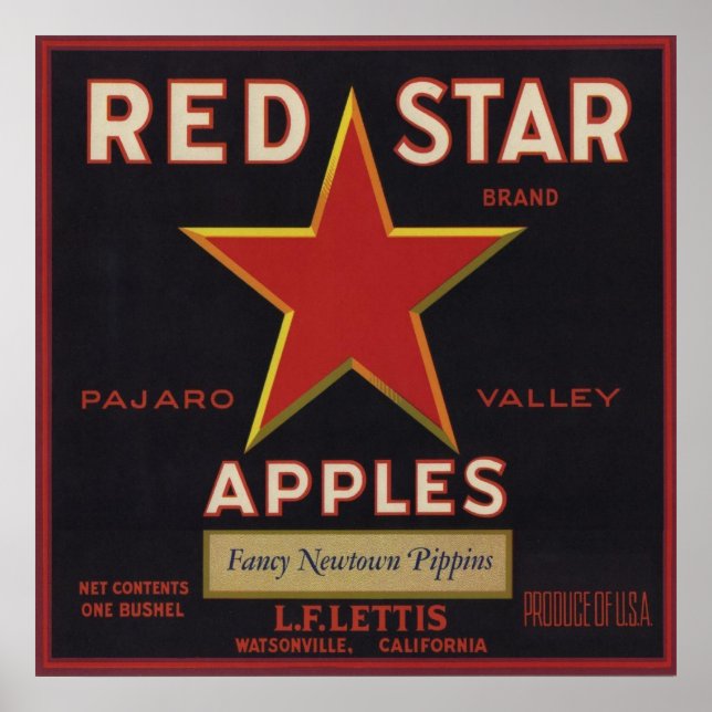 Poster con impresión de etiqueta de canal de fruta (Frente)