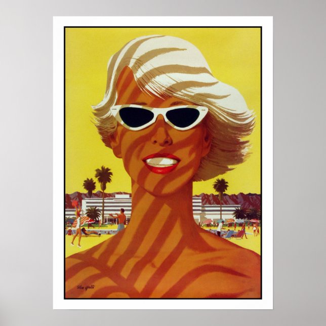 Poster con impresión vintage desde la playa (Frente)