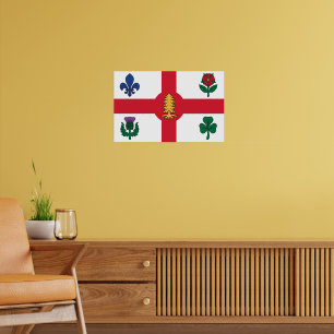 Póster con la bandera de Montreal, Canadá