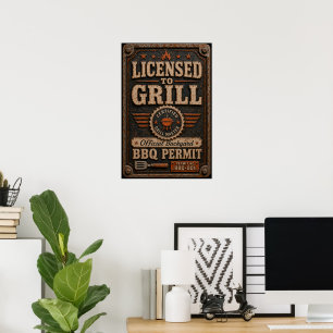 Póster Con licencia para asar
