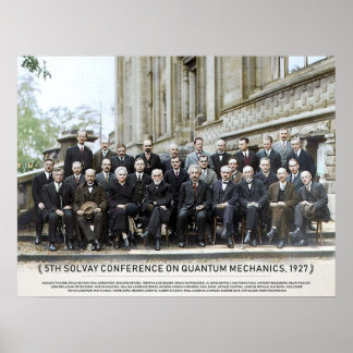 Póster Con los nombres de la quinta conferencia de Solvay