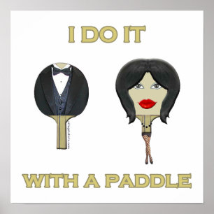 Póster Con Paddle Ping Pong