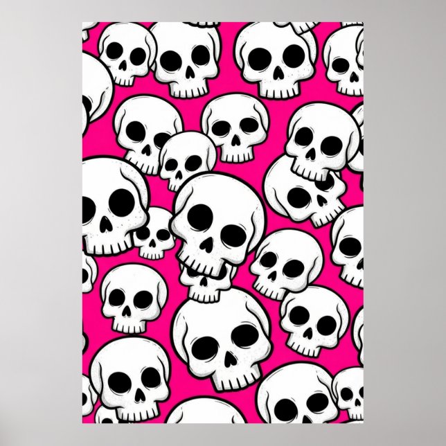 Póster con patrón de calavera rosa (Frente)