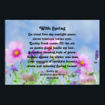 Póster Con poesía primaveral<br><div class="desc">Se presenta una encantadora foto de flores contra un cielo azul,  junto con el poema "Con primavera",  escrito por Jacqueline Ann Piech,  en este poster de poesía. Los colores pastel vivos y la poesía deberían ayudar a ahuyentar a los azules de invierno,  un gran poster para conservar o regalar.</div>