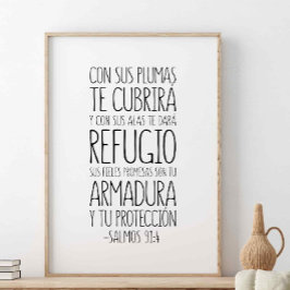 Póster Con Sus Plumas Te Cubrirá, Salmos 91:4