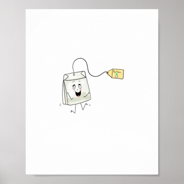 Póster con tema de té, amante del té, bolsa de té (Frente)