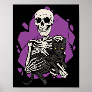 Póster Con Un Gato Negro Lazy Halloween Disstume Cráneo