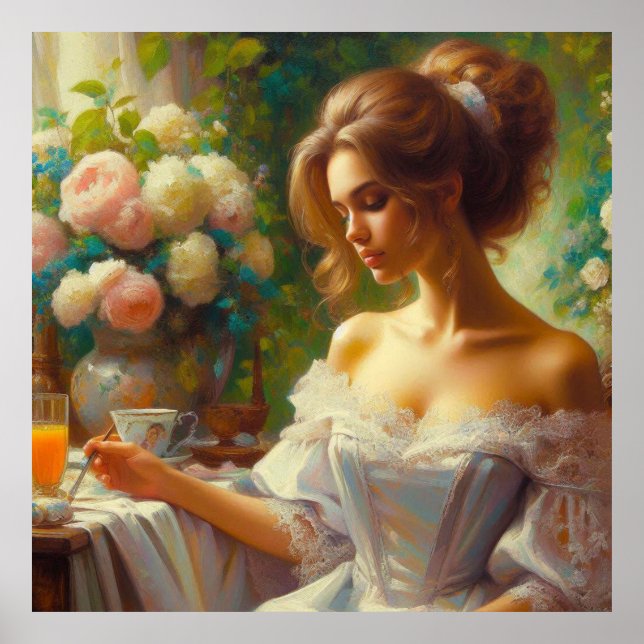 Póster Con una taza de café (Frente)