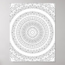 Póster Concentric Heart Waves Coloring Page Pattern Art