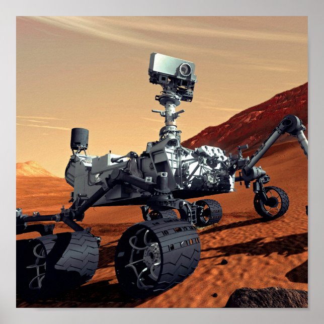 Póster Concepto artístico del rover Curiosity de Marte de (Frente)