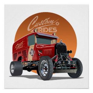 Póster Concepto de auto de carrera retro personalizado