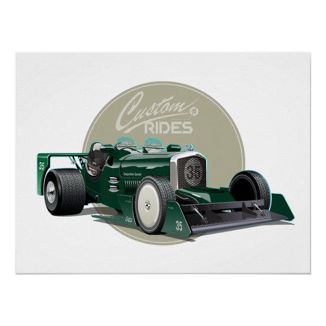 Póster concepto de coche de carrera retro personalizado (Anverso)